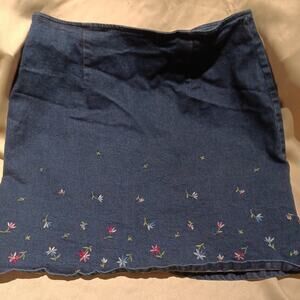 Vintage Denim Jean Route 66 Mini Skirt Size 13/14 Y2KCore Cottagecore Vtg 90s